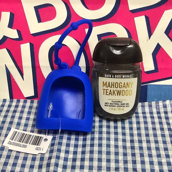 BBW Blue Rubber Pocketbac Holder & Mahogany Teakwood Men's Fragrance Line Refill - Picture 1 of 2